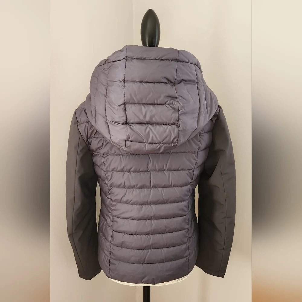 BOMBOOGIE women winter puffer grey hooded jacket size M - Picture 1 of 9